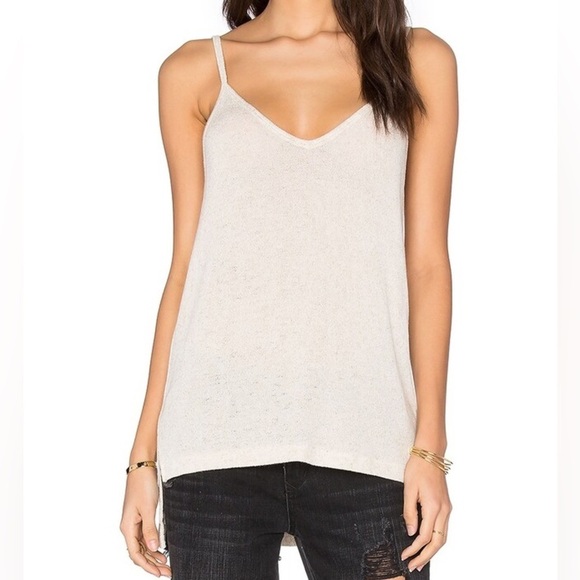 Revolve LNA Cabo Tank Top V-neck Side Slit Scour Taupe Knit V-neck Size XS - Picture 3 of 16
